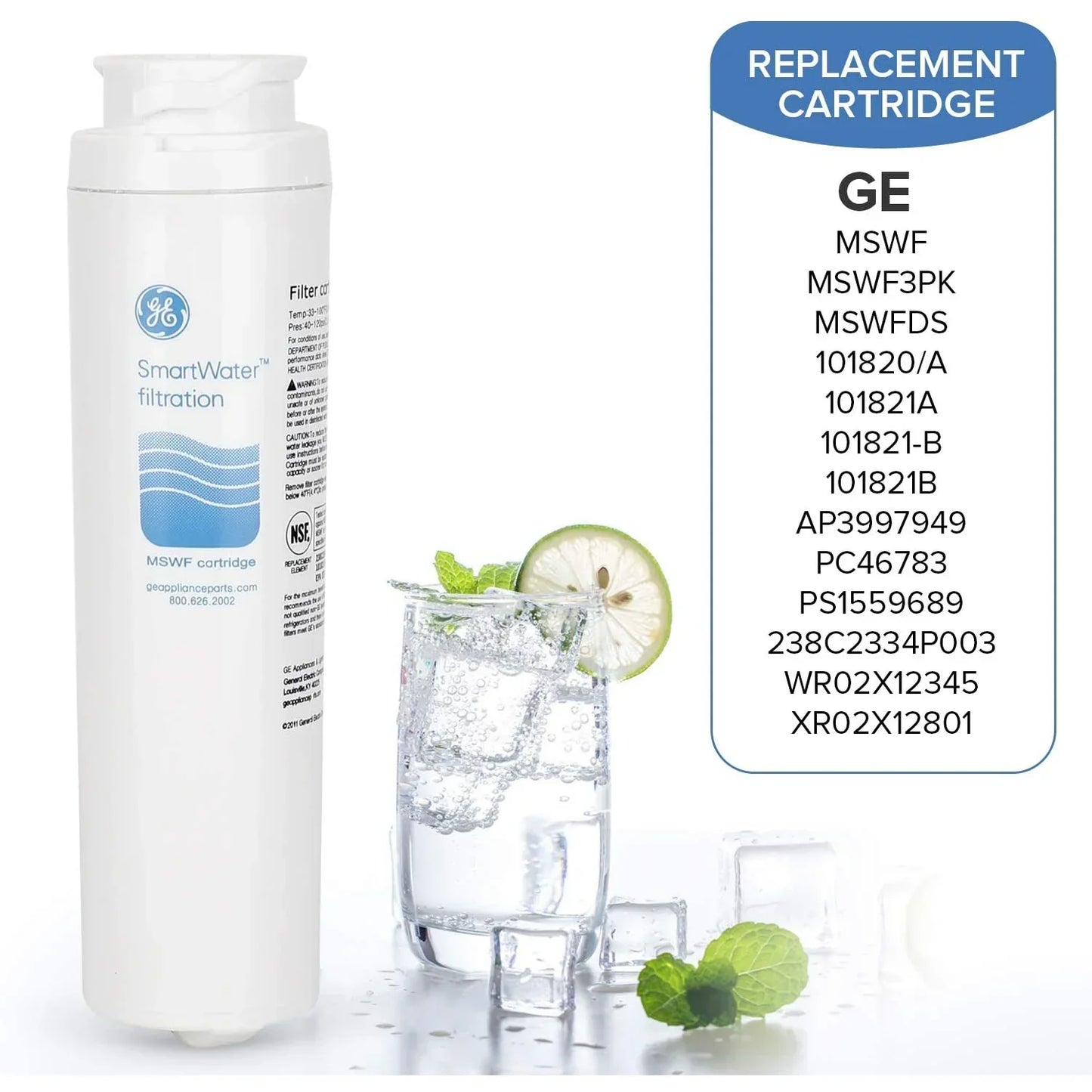 GE MSWF replacement refrigerator water filter - 3 pack